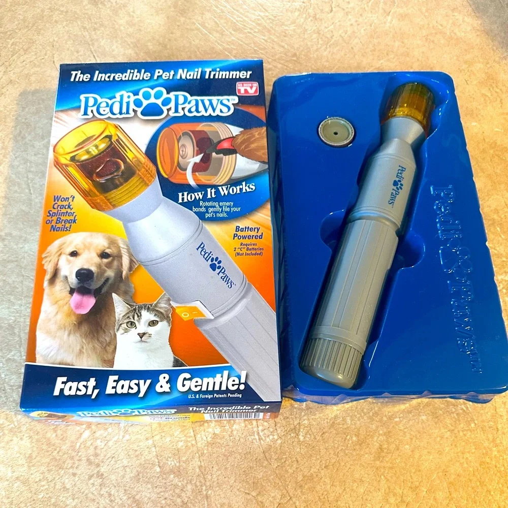 PEDI PAWS DOG PUPPY PET NAIL TRIMMER GRINDER BUFFER SMOOTHER PEDICURE RQ 2C BTRY